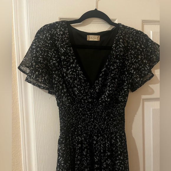 alterd state black maxi dress with blue flowers size small - Picture 1 of 4